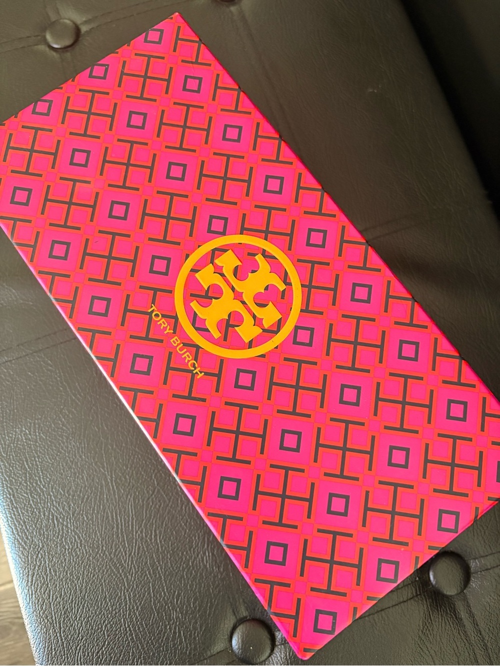 Tory Burch Black Leather Flats with Gold Logo Medallions - Picture 8 of 10